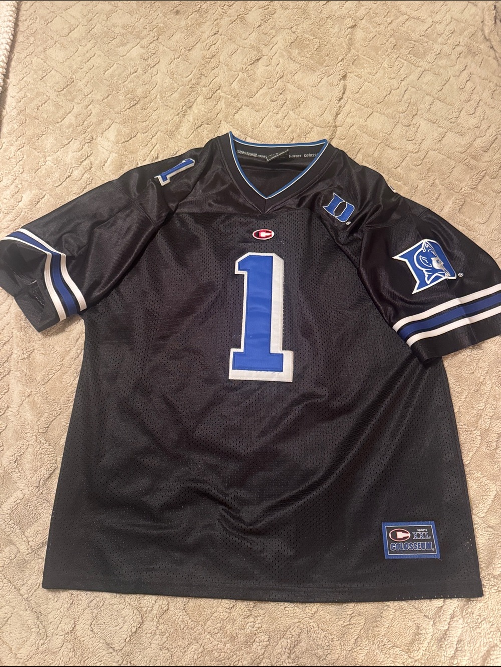 Duke University Colosseum Black Mesh Athletic Jersey L